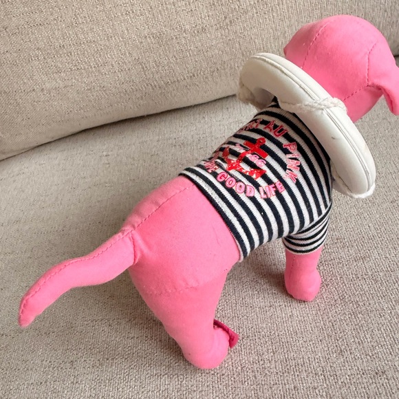 VICTORIA'S SECRET PINK DOG WITH STRIPED SHIRT & LIFE PRESERVER RETIRED - Picture 2 of 3